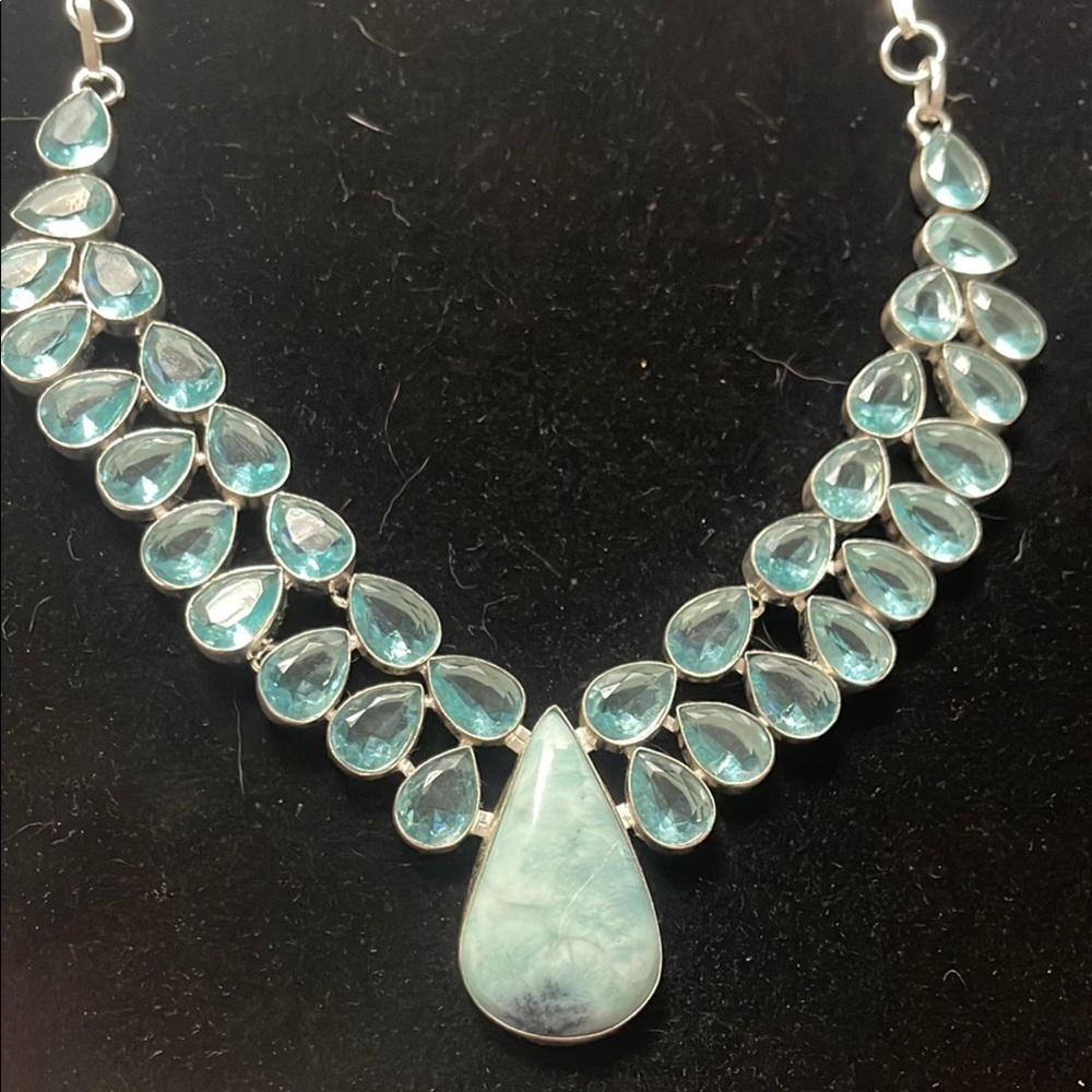 Price drop 2x Price Drop! Elegant .Gorgeous Larimar 925 Silver 34 Blue Topaz